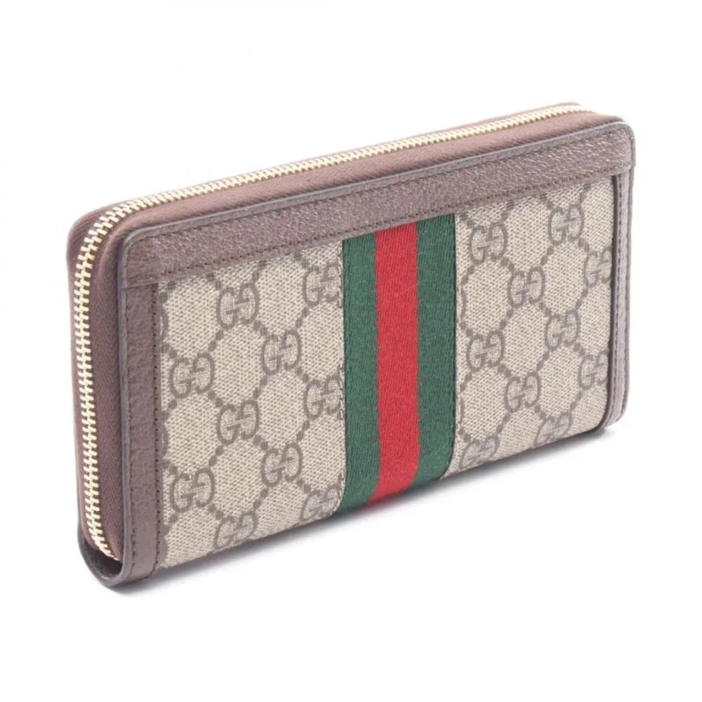 Gucci Round Wallet Ophidia GG Supreme Sherry Beige Brown Multicolor - Picture 2 of 6